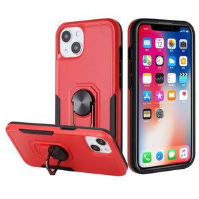 Apple iPhone 14 Pro Max (6.7) Tough Hybrid Case (with Magnetic Ring Stand) - Red