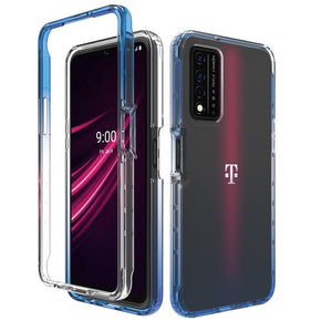 T-Mobile REVVL V+ 5G Two Tone Transparent Bumper Shockproof TPU Case - Clear / Blue