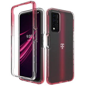 T-Mobile REVVL V+ 5G Two Tone Transparent Bumper Shockproof TPU Case - Clear / Red