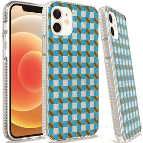 Apple iPhone 11 (6.1) Trendy Design Clear Bumper Hybrid Case - Blue Squares