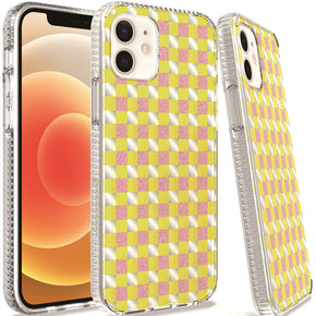 Apple iPhone 11 (6.1) Trendy Design Clear Bumper Hybrid Case - Yellow Squares