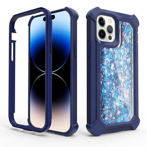 Apple iPhone 14 Pro Max (6.7) Twinkle Water Glitter 3-in-1 Hybrid Case - Blue