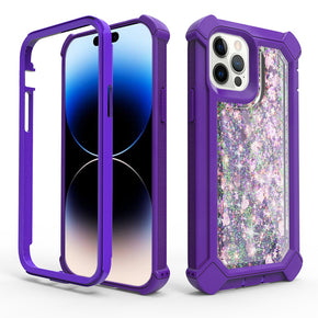 Apple iPhone 14 Pro Max (6.7) Twinkle Water Glitter 3-in-1 Hybrid Case - Dark Purple