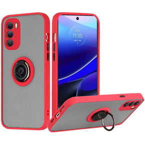 Motorola Moto G Stylus 5G (2022) Smoke Hybrid Case (with Magnetic Ring Stand) - Red
