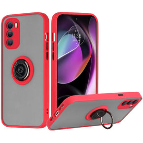 Motorola Moto G 5G (2022) Smoke Hybrid Case (with Magnetic Ring Stand) - Red