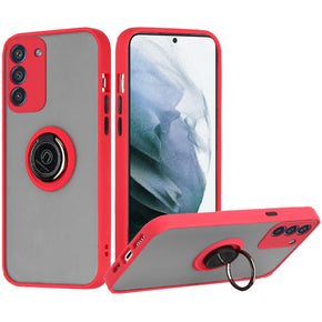 Samsung Galaxy S22 Smoke Hybrid Case (w/ Magnetic Ring Stand) - Red