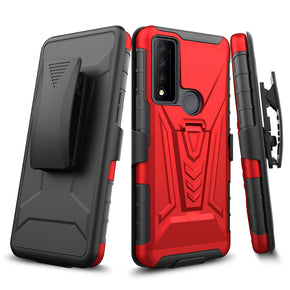 TCL 30 XE 5G Holster Clip Combo Case (with Kickstand) - Red