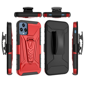 T-Mobile REVVL 6 5G Holster Clip Combo Case (with Kickstand) - Red