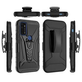 Cricket Dream 5G / AT&T RADIANT Max 5G Holster Clip Combo Case (with Kickstand) - Black