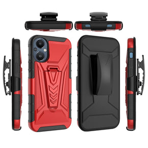 OnePlus Nord N20 5G Holster Clip Combo Case (with Kickstand) - Red