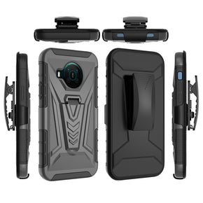 Nokia X100 Holster Clip Combo Case (with Kickstand) - Grey / Black