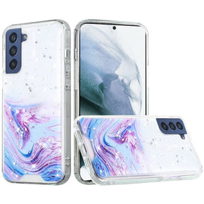 Samsung Galaxy S21 FE Glitter Design Transparent Hybrid Case - Colorful Galaxy