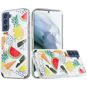 Samsung Galaxy S21 FE Glitter Design Transparent Hybrid Case - Fruits