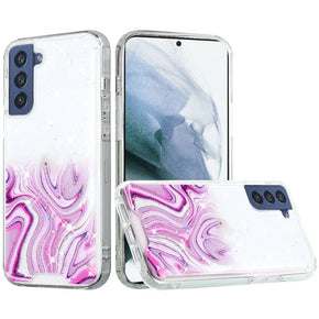 Samsung Galaxy S21 FE Glitter Design Transparent Hybrid Case - Pink Galaxy