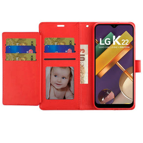 LG K22 / Fortune 4 Trifold Wallet Case (with Lanyard)