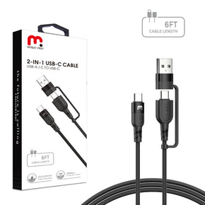 MyBat Pro 2-in-1 Quick Charging Cable 6 FT (USB-C to USB-C & USB-C to USB-A)