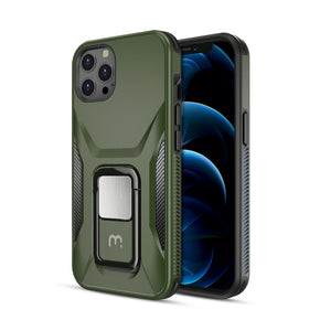 Apple iPhone 12 / 12 Pro (6.1) Stealth Series Hybrid Case (with Magnetic Stand) - Army Green / Black