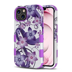 Apple iPhone 13 (6.1) TUFF Series Design Hybrid Case - Purple Hibiscus