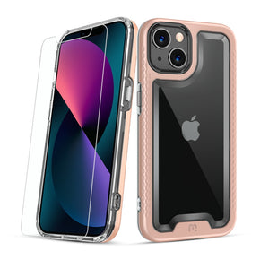 Apple iPhone 13 mini (5.4) Lux Series Transparent Hybrid Case (w/ Tempered Glass) - Rose Gold