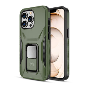 Apple iPhone 13 Pro (6.1) Stealth Series Hybrid Case (with Magnetic Stand) - Army Green / Black