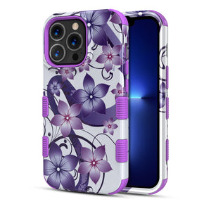 Apple iPhone 13 Pro Max (6.7) TUFF Series Design Hybrid Case - Purple Hibiscus