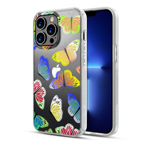 Apple iPhone 13 Pro Max (6.7) Mood Series Design Case - Neon Butterflies