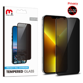 Apple iPhone 13 (6.1) / iPhone 13 Pro (6.1) / iPhone 14 (6.1) Privacy Full Coverage Tempered Glass Screen Protector - Black