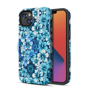Apple iPhone 14 (6.1) Fuse Series Magsafe Case - Blue Hibiscus