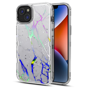 Apple iPhone 14 (6.1) TUFF Kleer Hybrid Case - White Marbling / Electroplated Gold