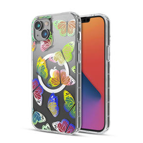 Apple iPhone 14 (6.1) Mood Series Magsafe Case - Neon Butterflies