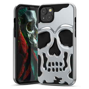 Apple iPhone 14 (6.1) Skullcap Hybrid Protector Cover - Silver Plating / Black