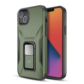 Apple iPhone 14 (6.1) Antimicrobial Stealth Series Hybrid Case (with Magnetic Stand) - Army Green/Black