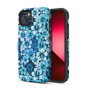 Apple iPhone 14 Plus (6.7) Fuse Series Magsafe Case - Blue Hibiscus