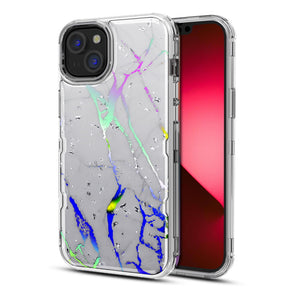 Apple iPhone 14 Plus (6.7) TUFF Kleer Hybrid Case - White Marbling / Electroplated Silver