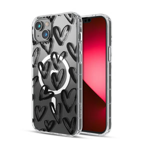 Apple iPhone 14 Plus (6.7) Mood Series Magsafe Case - Black Hearts