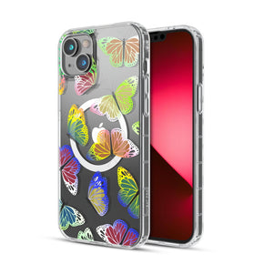 Apple iPhone 14 Plus (6.7) Mood Series Magsafe Case - Neon Butterflies