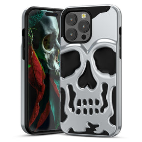 Apple iPhone 14 Pro (6.1) Skullcap Hybrid Protector Cover - Silver Plating / Black