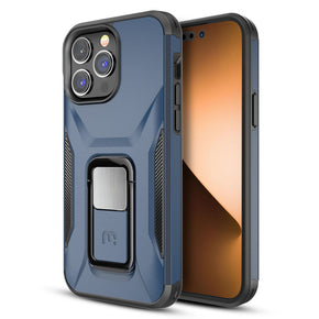 Apple iPhone 14 Pro (6.1) Antimicrobial Stealth Series Hybrid Case (with Magnetic Stand) - Blue/Black
