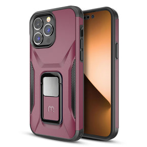 Apple iPhone 14 Pro (6.1) Antimicrobial Stealth Series Hybrid Case (with Magnetic Stand) - Plum/Black
