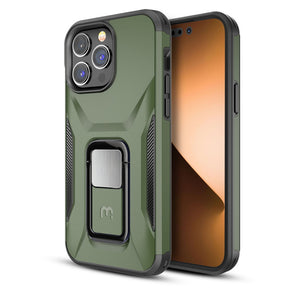 Apple iPhone 14 Pro (6.1) Antimicrobial Stealth Series Hybrid Case (with Magnetic Stand) - Army Green/Black