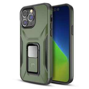 Apple iPhone 14 Pro Max (6.7) Antimicrobial Stealth Series Hybrid Case (with Magnetic Stand) - Army Green/Black