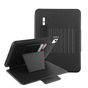 Apple iPad Air 10.9 (2020) / iPad Pro 11(2021)/(2020)/(2018) Leather Folio Series Tablet Case [with Card Slots & Pencil Holder] - Black