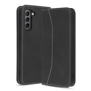 Samsung Galaxy S21 FE Executive Series Wallet Case (w/ Magnetic Folio Closure) - Black