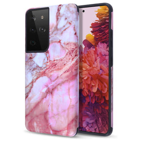 Samsung Galaxy S21 Ultra Fuse Series Case (with Magnet) - Electroplated Pink Marbling / Iron Grey