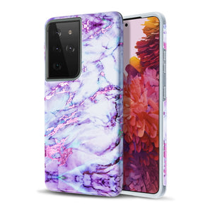 Samsung Galaxy S21 Ultra Fuse Series Case (with Magnet) - Electroplated Purple Marbling / Iron Grey