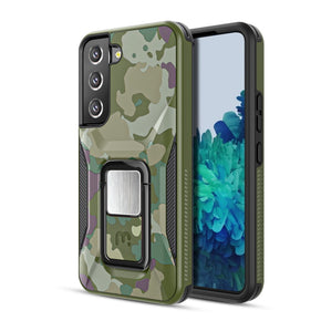 Samsung Galaxy S22 Stealth Series Hybrid Case (with Magnetic Stand) - Army Green Camo / Black