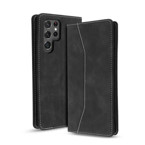 Samsung Galaxy S22 Ultra Executive Series Wallet Case (w/ Magnetic Folio Closure) - Black