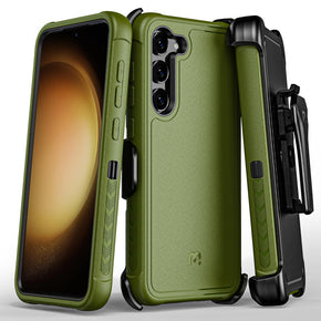 Samsung Galaxy S23 Plus Antimicrobial Maverick Series Holster Combo Case - Army Green / Black