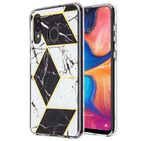 Samsung Galaxy A20 Electroplated Design Fusion Protector Cover - Black Marble