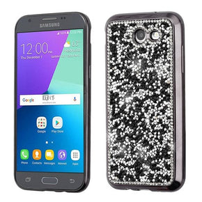 Samsung J3 Emerge / J3 2017 Rhinestones Desire Candy Skin Cover - Black Mini Crystals
